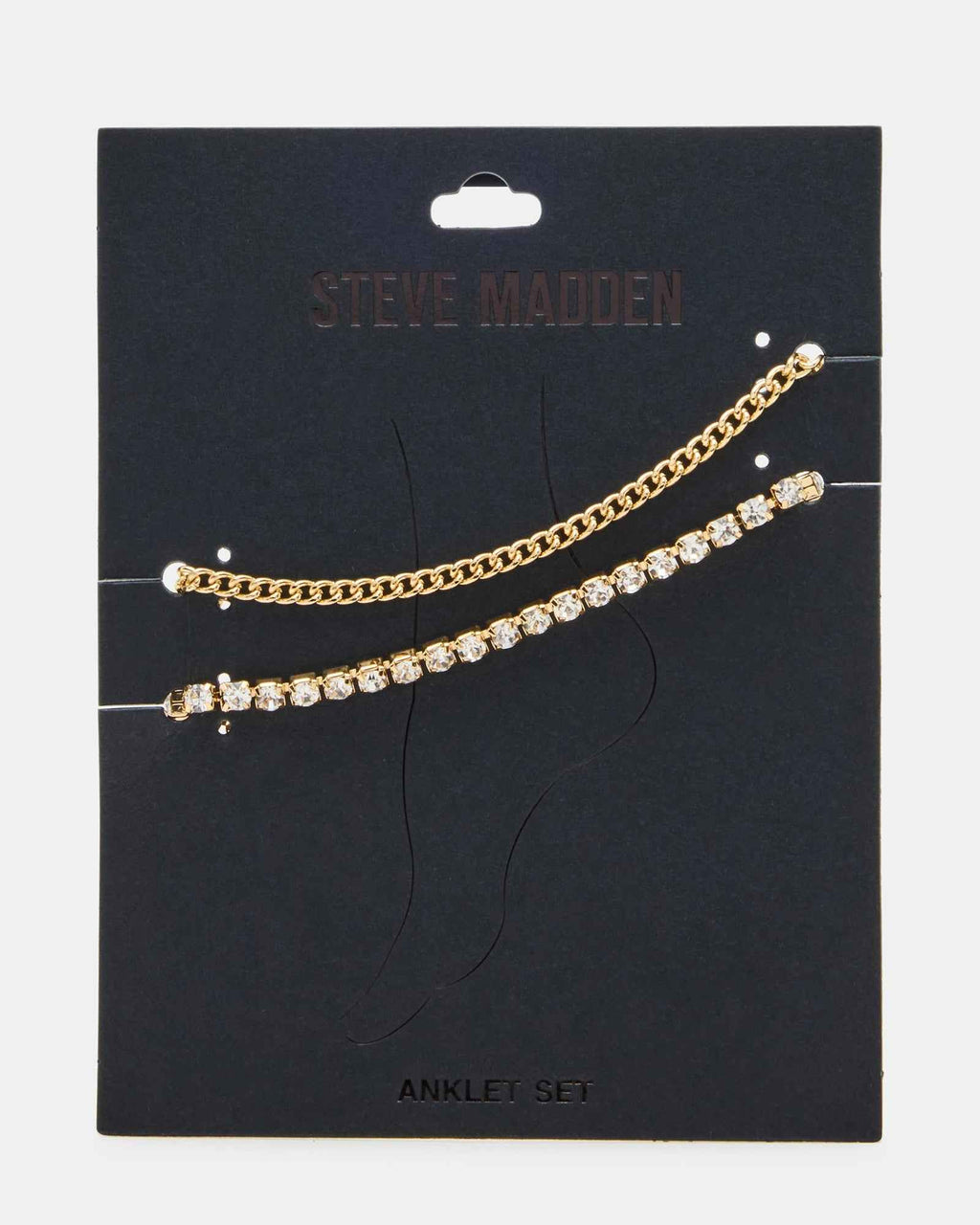 2-PIECE RHINESTONE CHAIN ANKLET SET