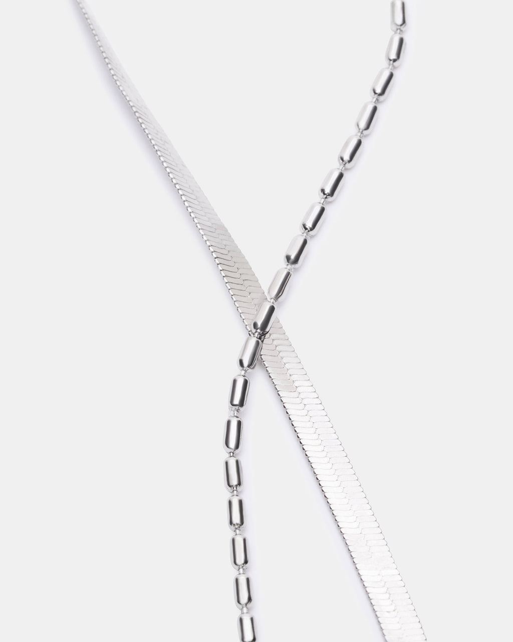 HERRINGBONE CHAIN ANKLET SET SILVER  Famous | Online Store