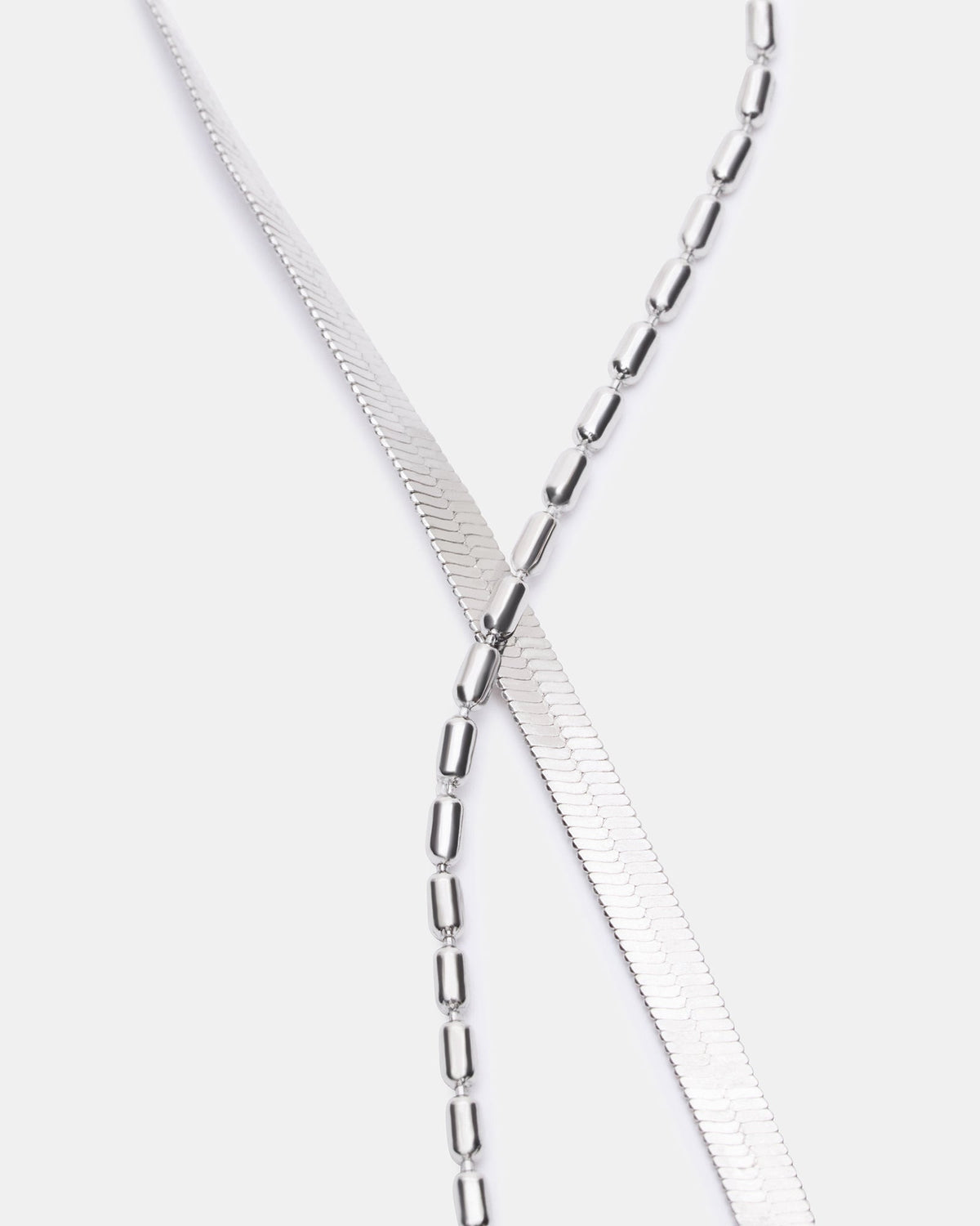 HERRINGBONE CHAIN ANKLET SET SILVER  Famous | Online Store