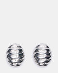 GROOVED CIRCULAR STUD EARRINGS SILVER  Famous | Online Store