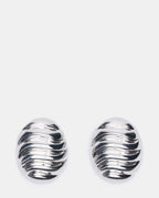 GROOVED CIRCULAR STUD EARRINGS SILVER  Famous | Online Store