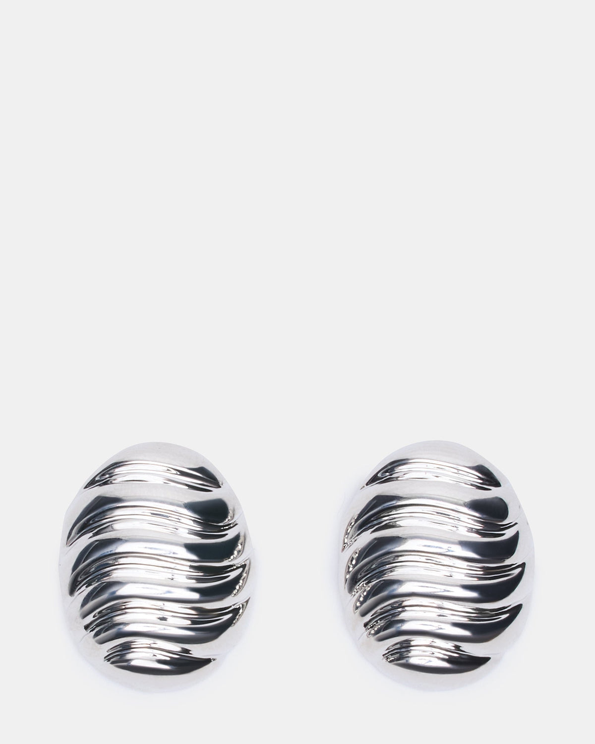 GROOVED CIRCULAR STUD EARRINGS SILVER  Famous | Online Store
