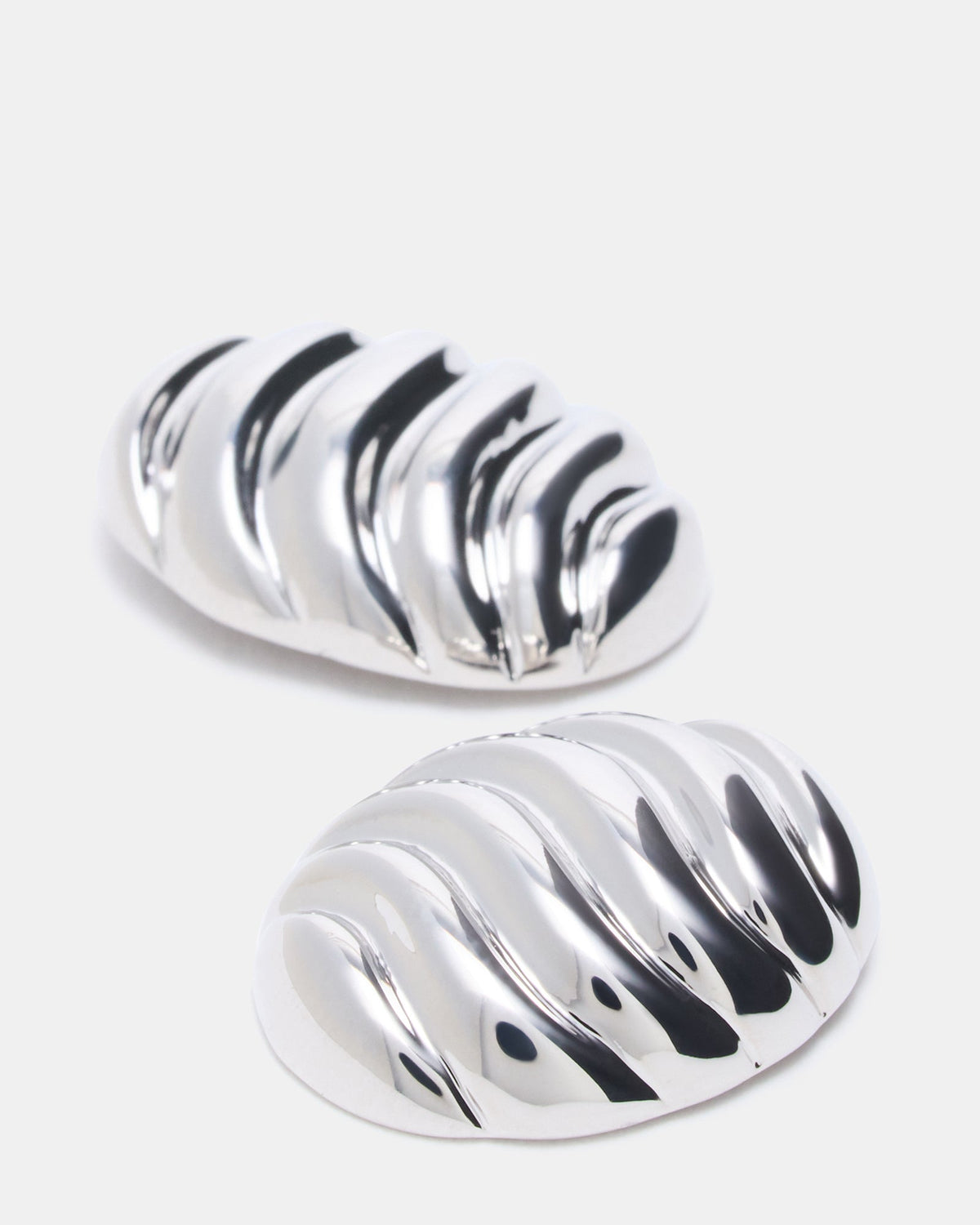 GROOVED CIRCULAR STUD EARRINGS SILVER  Famous | Online Store