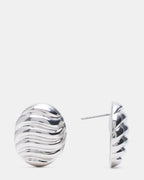 GROOVED CIRCULAR STUD EARRINGS SILVER  Famous | Online Store