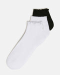 3 PACK EMMA LETTUCE EDGE SOCKS WHITE/BLACK