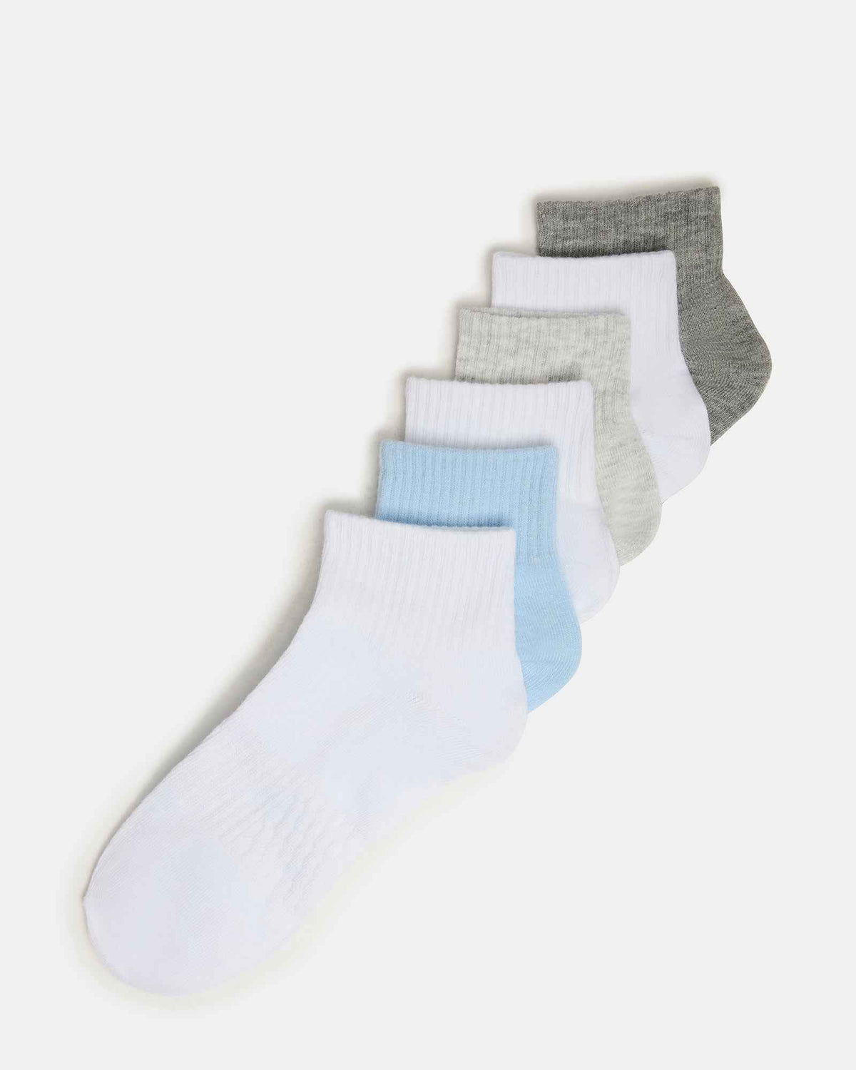 6 PACK PEYTON RIBBED QUARTER SOCKS WHITE MULTI
