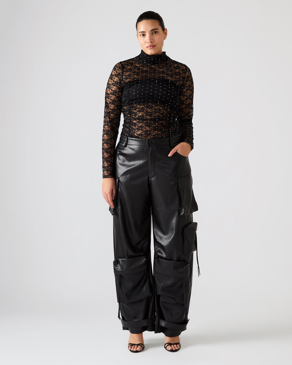 VEGAN LEATHER DUO PANT BLACK  Famous | Online Store