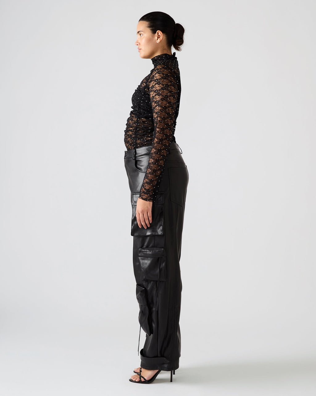 VEGAN LEATHER DUO PANT BLACK  Famous | Online Store
