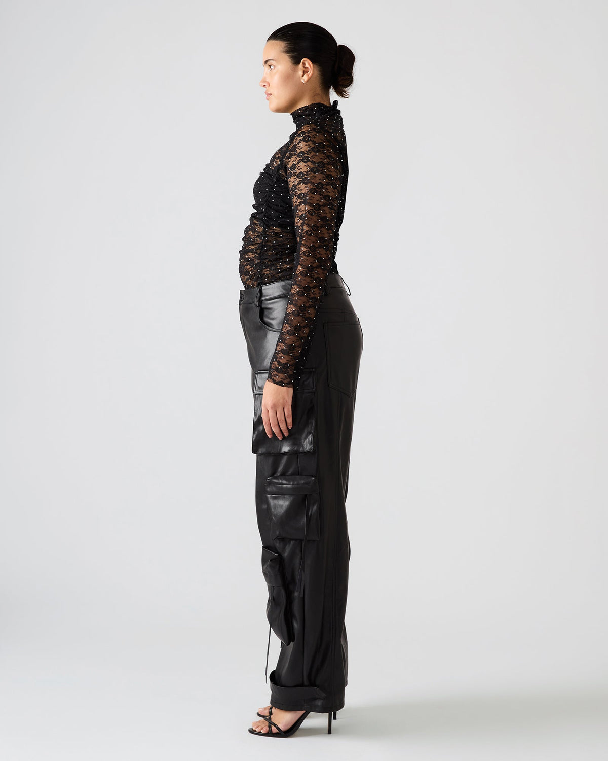 VEGAN LEATHER DUO PANT BLACK  Famous | Online Store
