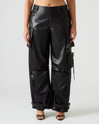 VEGAN LEATHER DUO PANT BLACK  Famous | Online Store