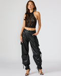 VEGAN LEATHER DUO PANT BLACK  Famous | Online Store