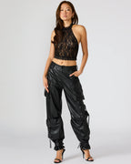 VEGAN LEATHER DUO PANT BLACK  Famous | Online Store