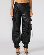 VEGAN LEATHER DUO PANT BLACK  Famous | Online Store
