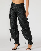 VEGAN LEATHER DUO PANT BLACK  Famous | Online Store