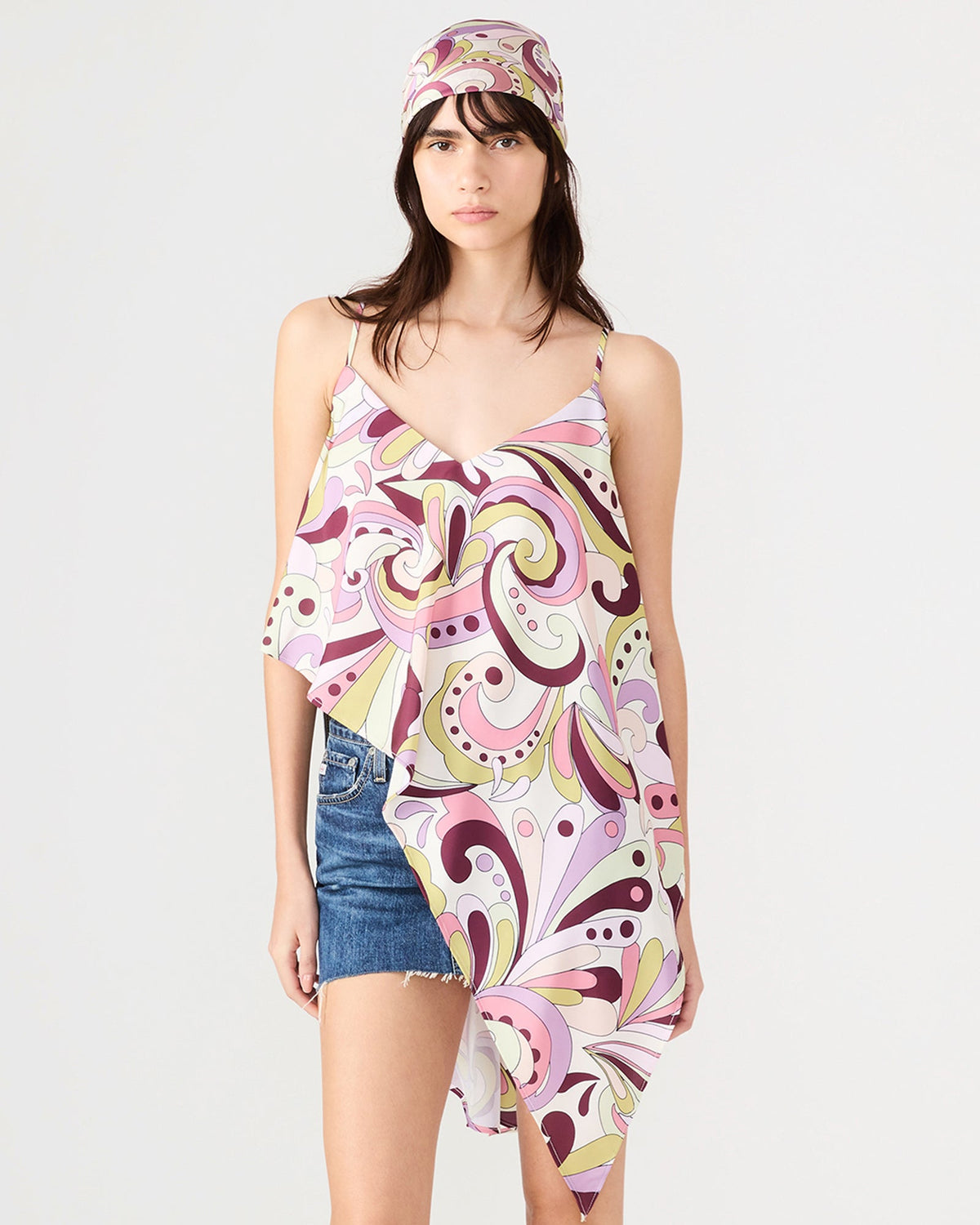 LAVENDER PRINTED SCARF  Famous | Online Store