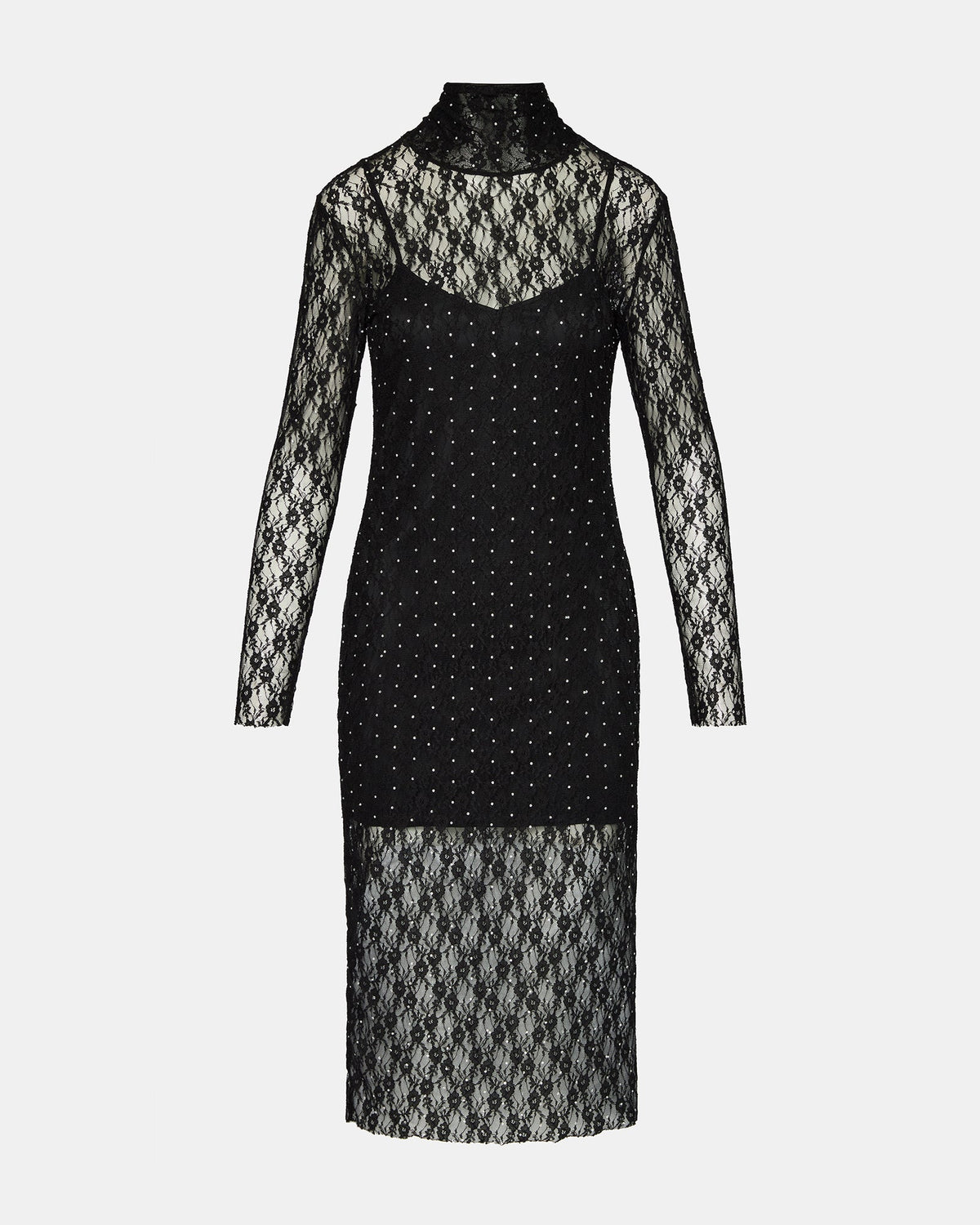 VIVIENNE STUDDED LACE DRESS BLACK  Famous | Online Store