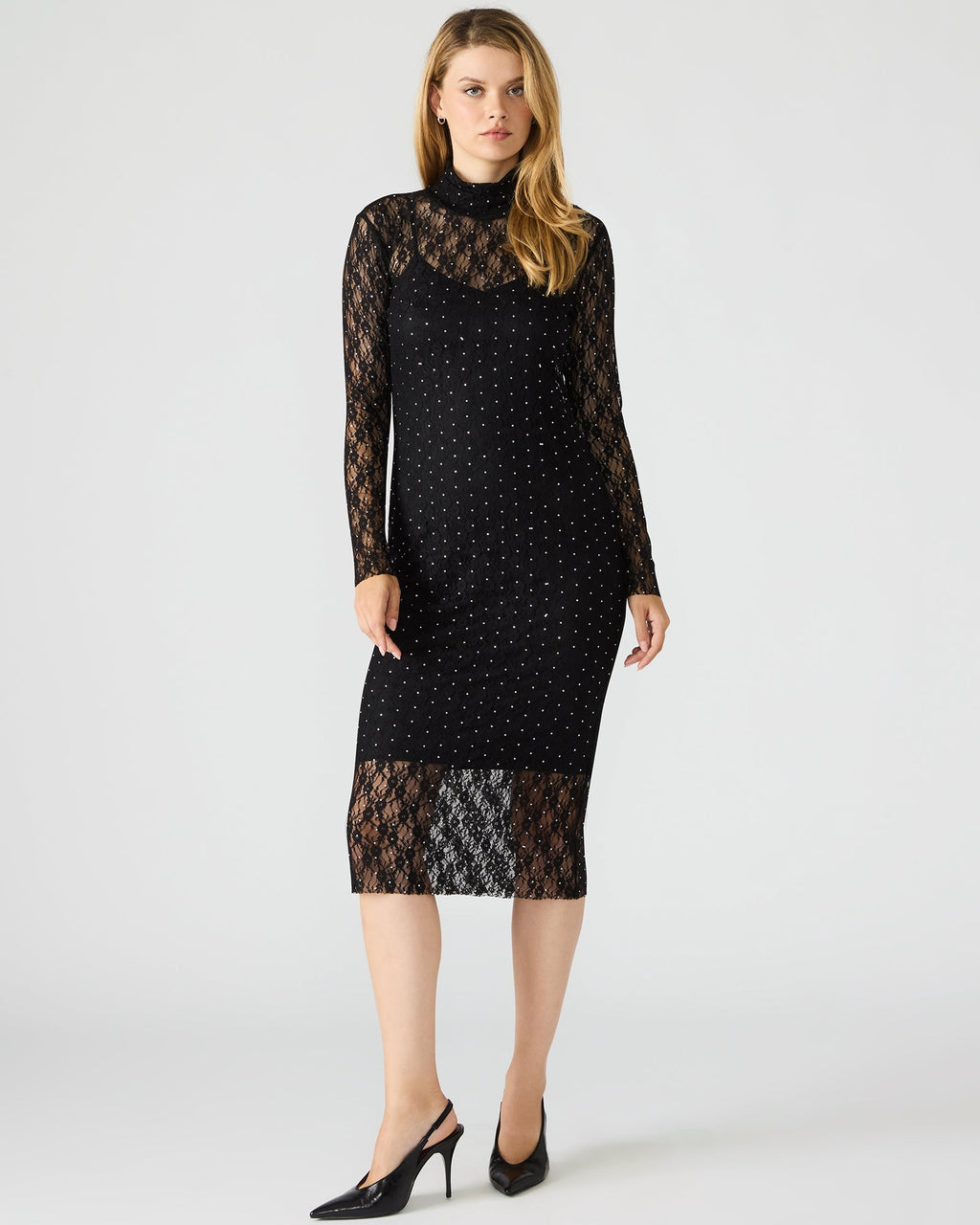 VIVIENNE STUDDED LACE DRESS BLACK  Famous | Online Store