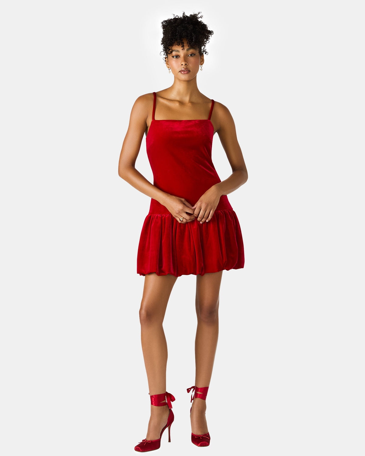 GIOVANNA DRESS RED VELVET  Famous | Online Store