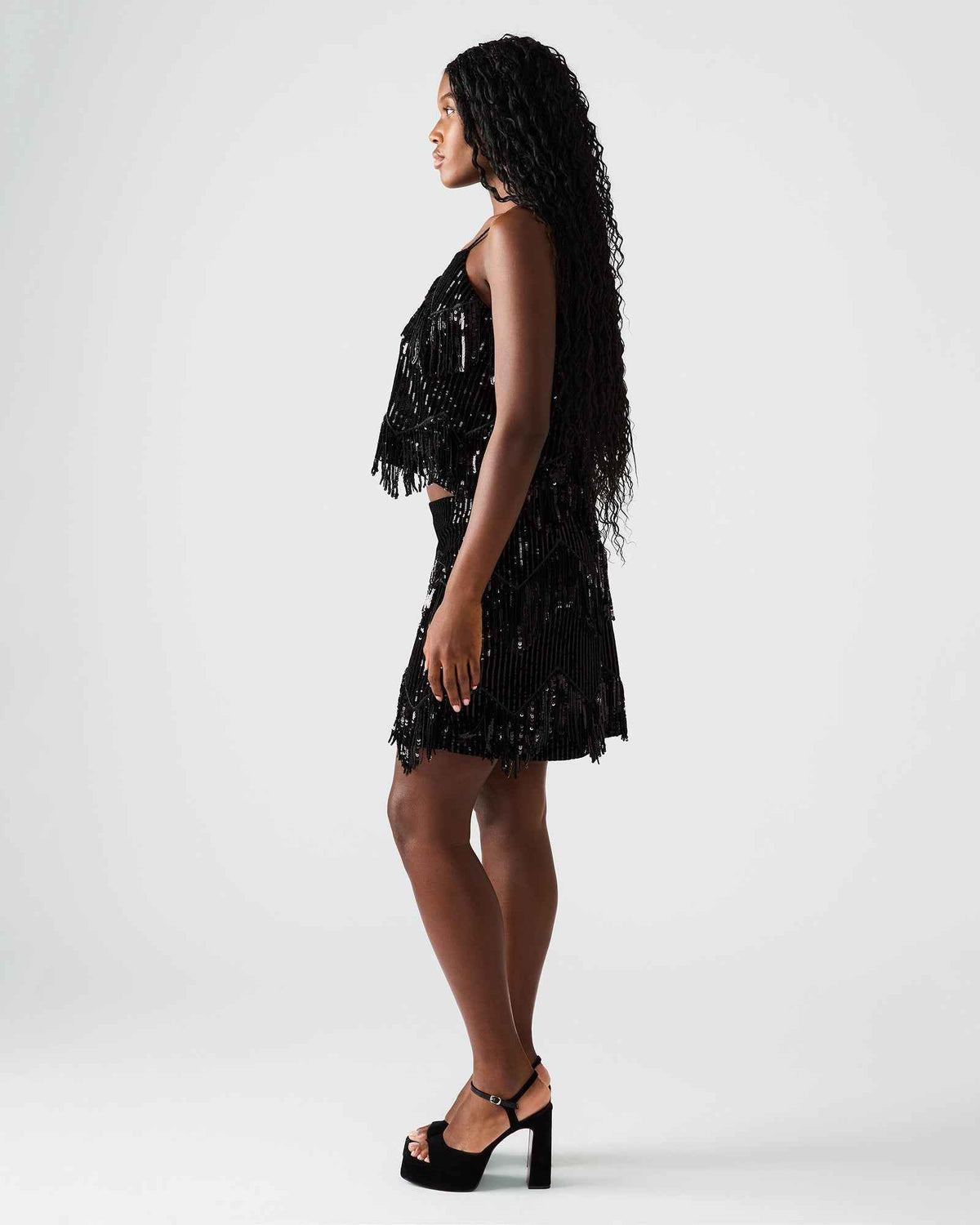 CINDI SEQUIN SKIRT BLACK