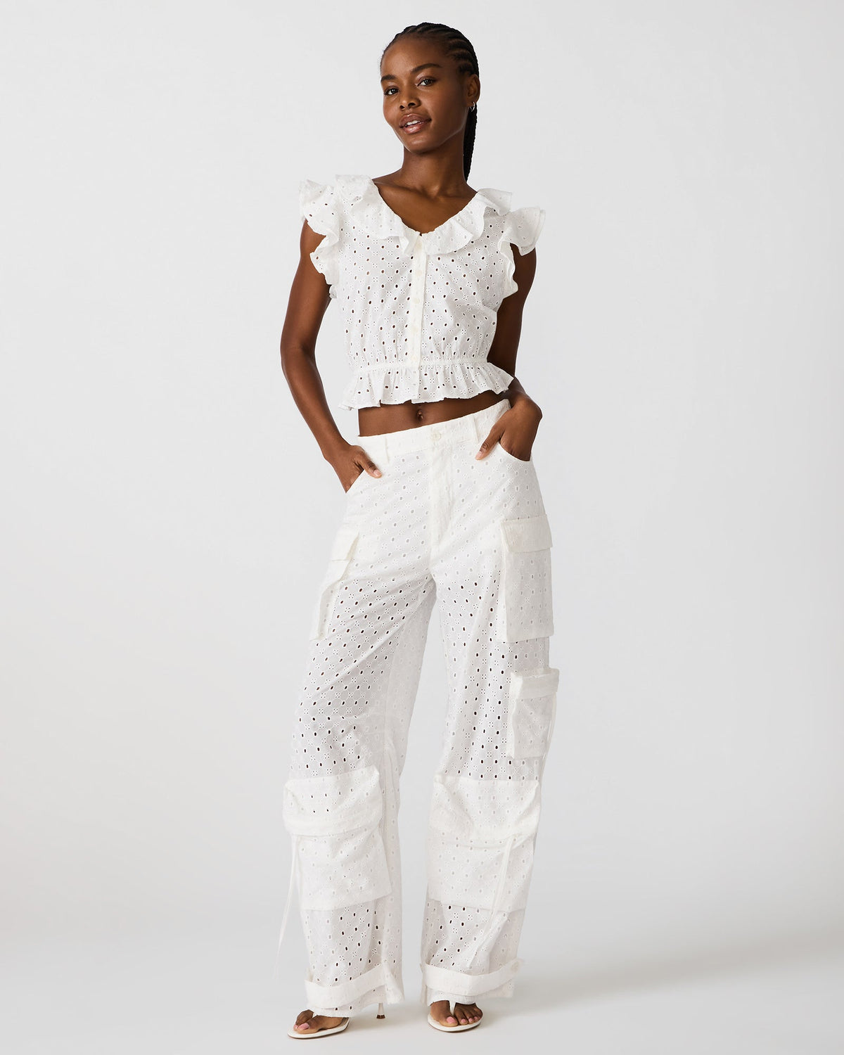 DUO PANT WHITE EYELET  Famous | Online Store