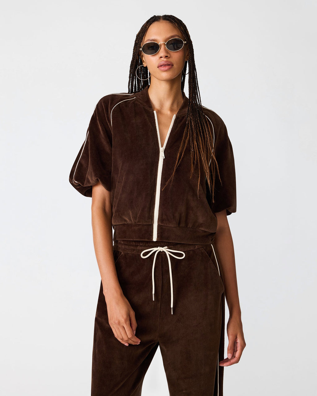 VELOUR TRACK JACKET DARK ESPRESSO  Famous | Online Store