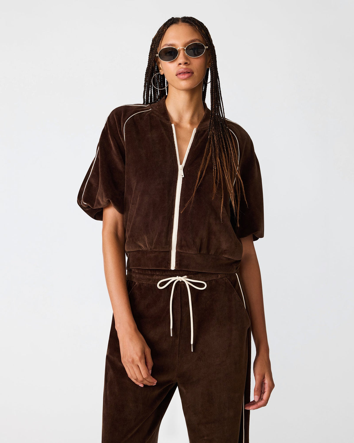 VELOUR TRACK JACKET DARK ESPRESSO  Famous | Online Store