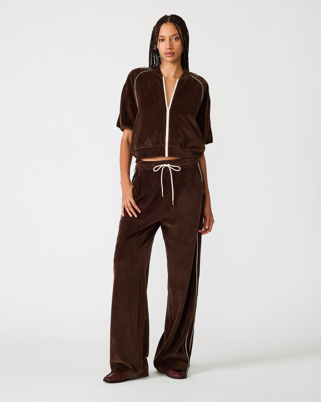 VELOUR TRACK JACKET DARK ESPRESSO  Famous | Online Store