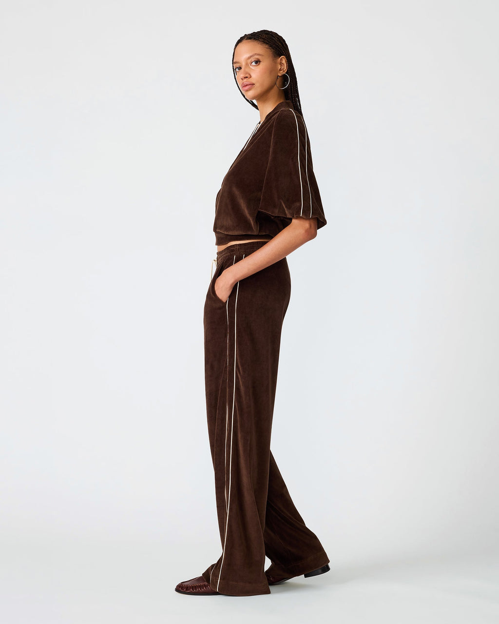 VELOUR TRACK PANT DARK ESPRESSO  Famous | Online Store