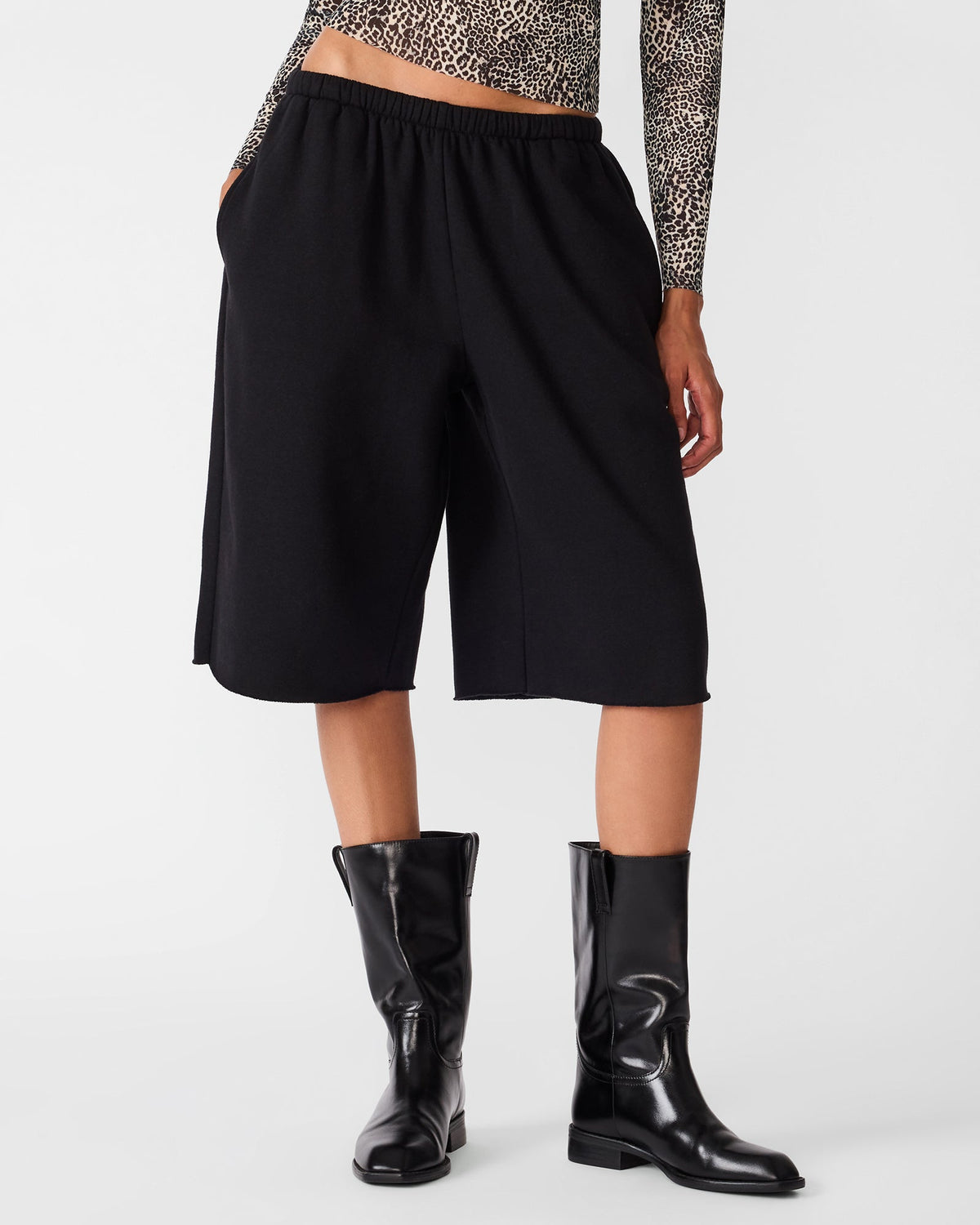 FLEECE SWEAT SHORT BLACK  Famous | Online Store