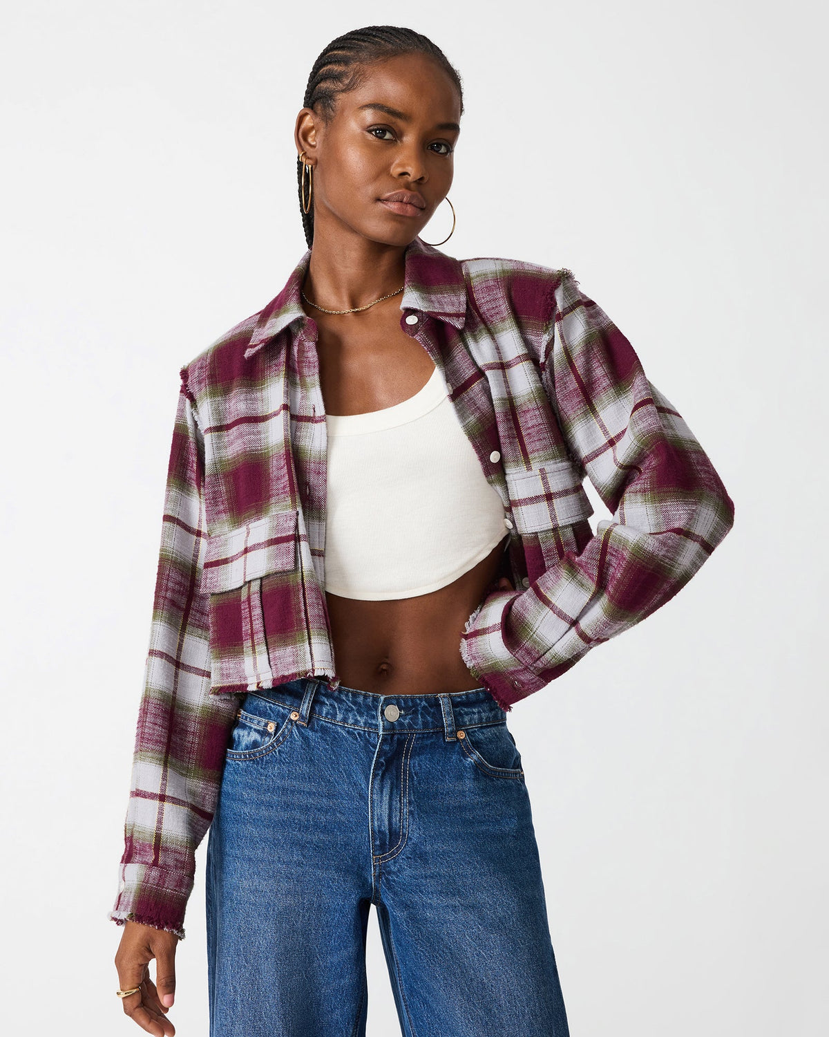 MARLOW TOP OLIVE PLAID  Famous | Online Store
