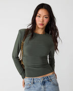 SELINE KNIT TOP DARK OLIVE  Famous | Online Store