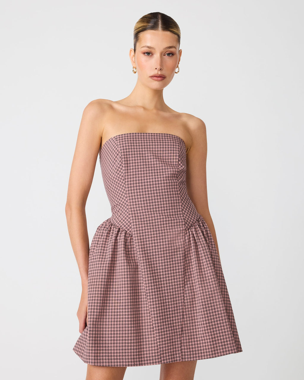PAULINNA DRESS BLUSH PLAID  Famous | Online Store