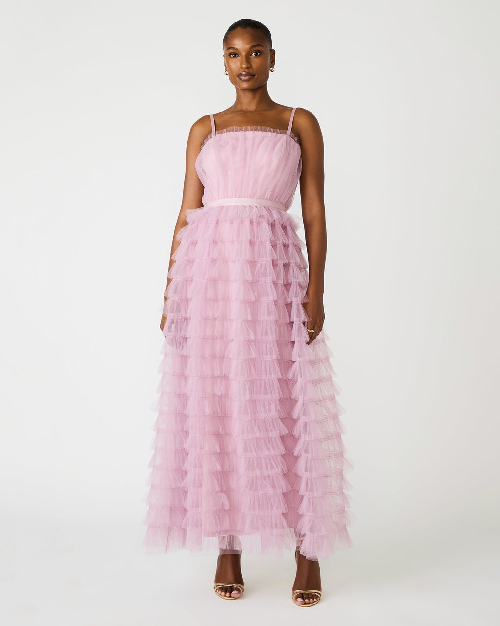 TIERED TULLE GOWN DAWN PINK  Famous | Online Store