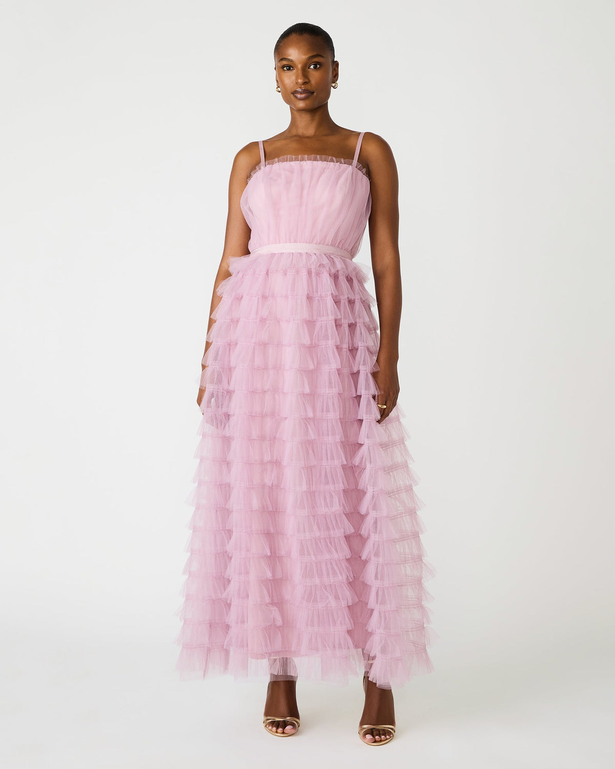 TIERED TULLE GOWN DAWN PINK  Famous | Online Store