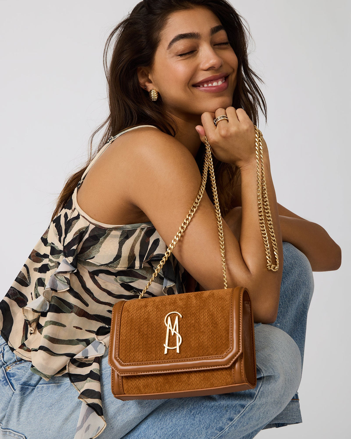 LARISA WOVEN BAG TOBACCO  Famous | Online Store