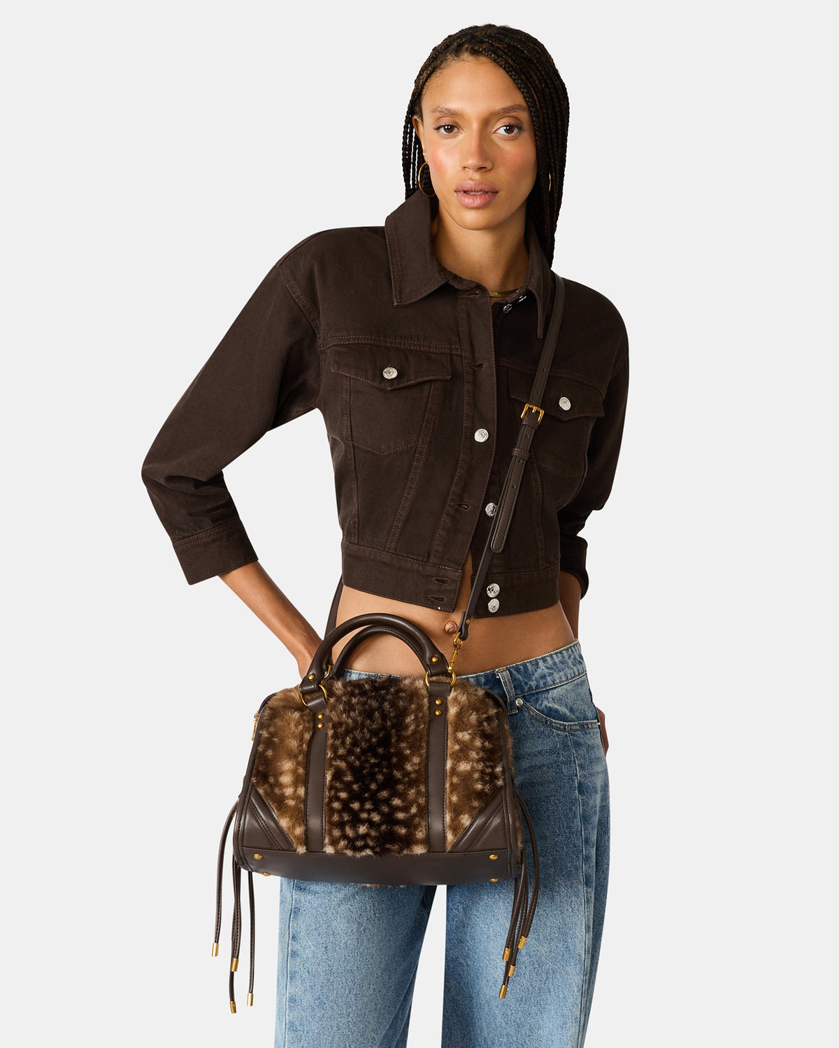 RIGGS FAUX FUR BAG CHOCOLATE  Famous | Online Store