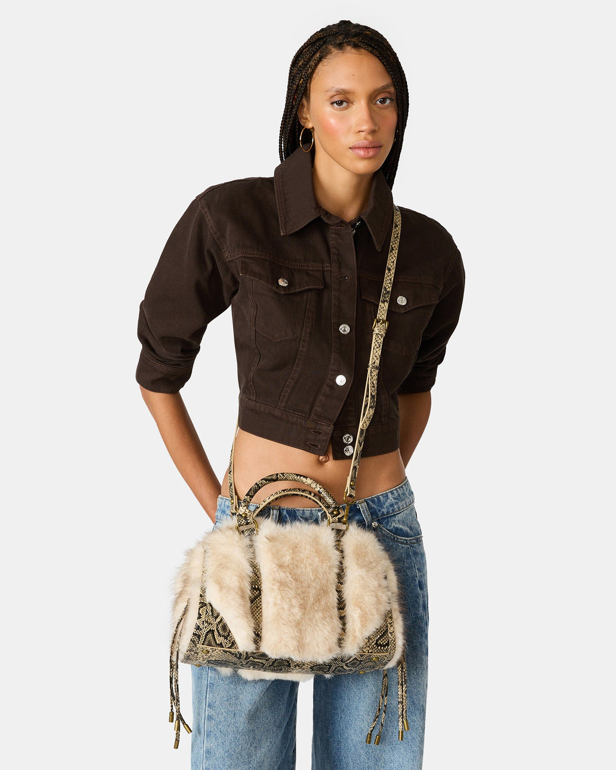 RIGGS FAUX FUR BAG NATURAL  Famous | Online Store