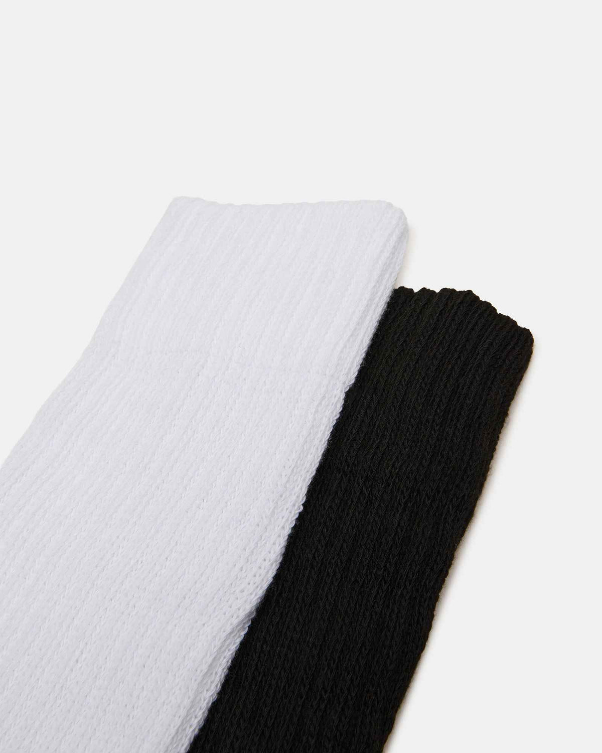 2 PACK RIBBED SLOUCH SOCKS BLACK/WHITE