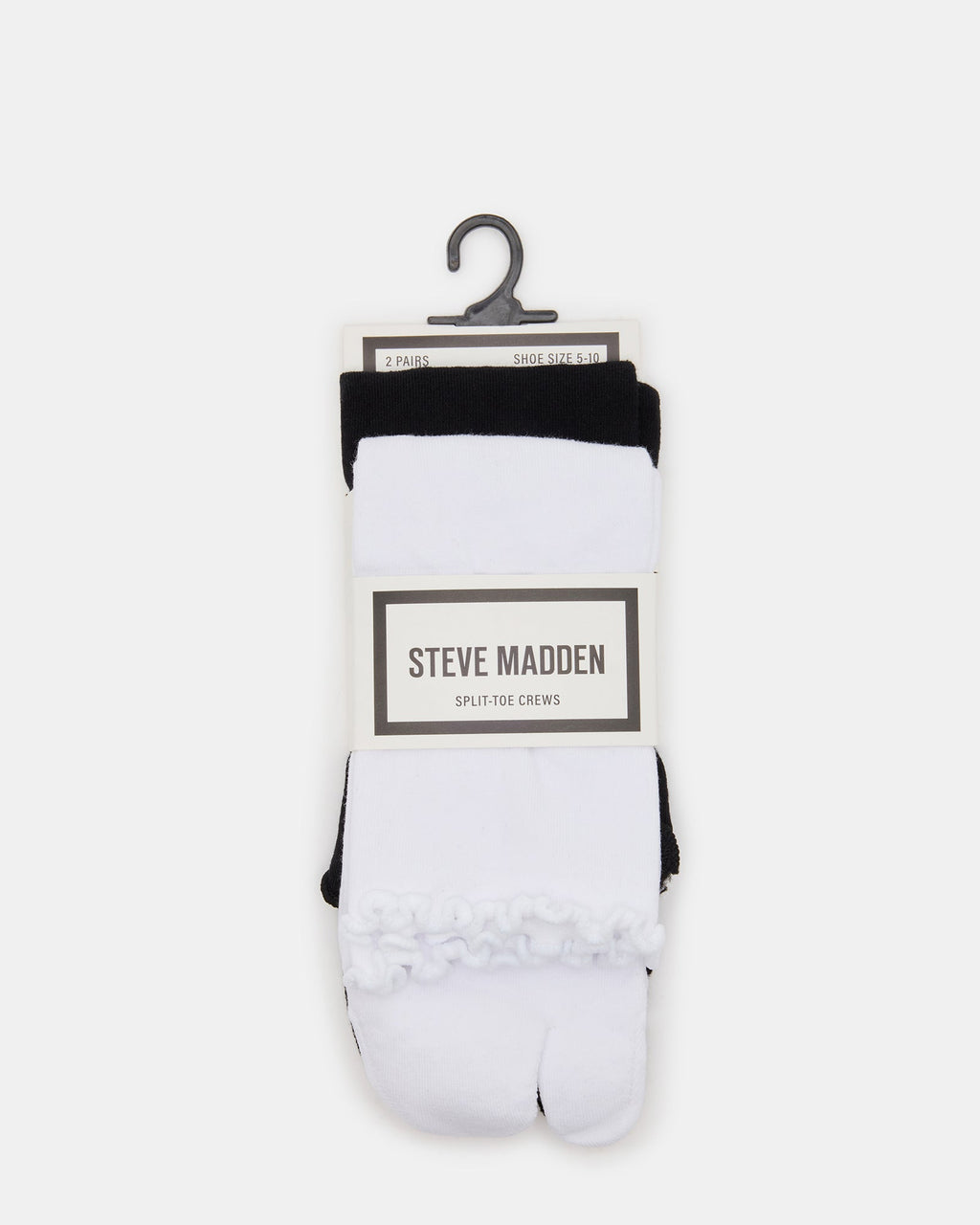 RIBBED SPLIT TOE SOCKS WHITE/BLACK  Famous | Online Store