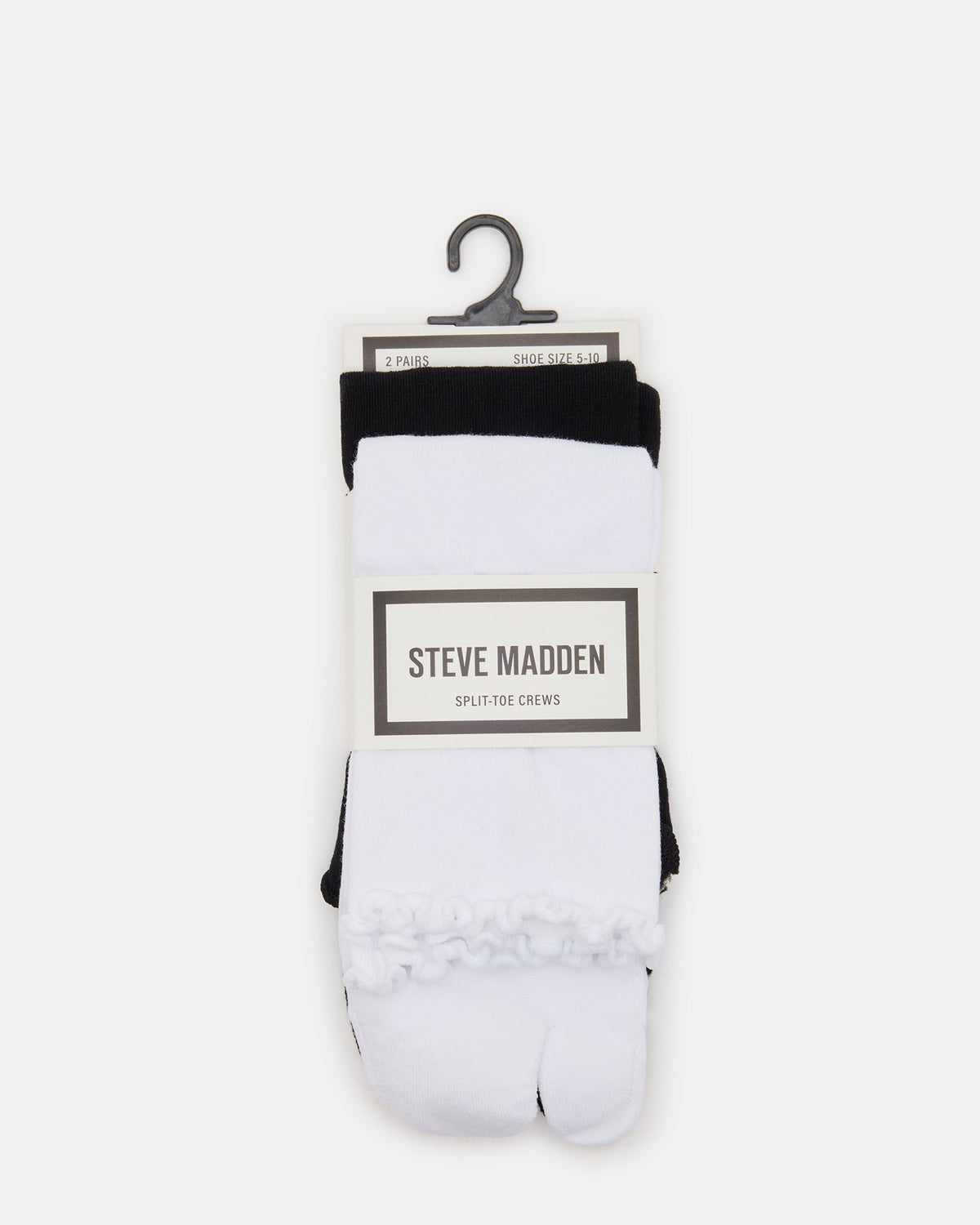 RIBBED SPLIT TOE SOCKS WHITE/BLACK  Famous | Online Store