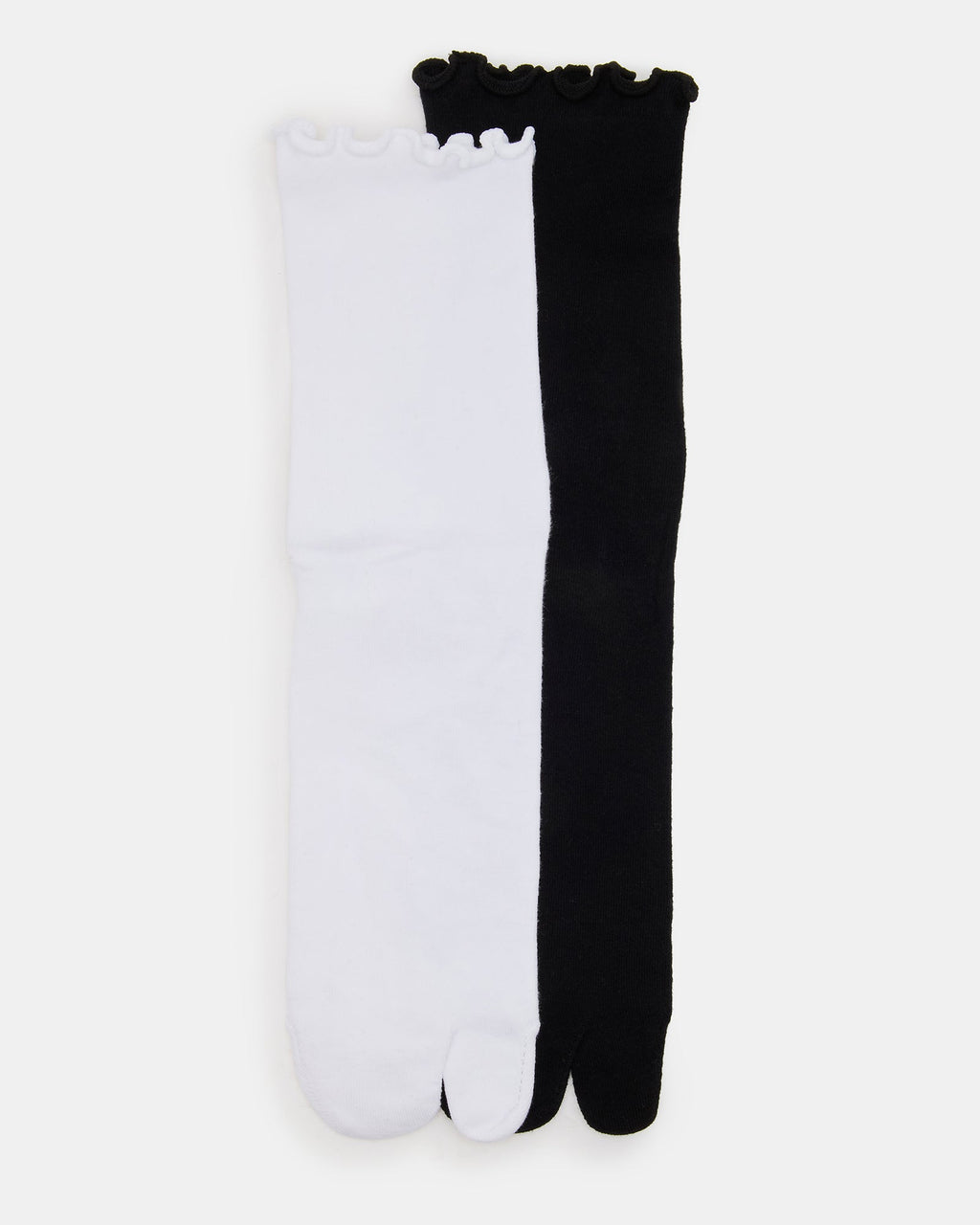 RIBBED SPLIT TOE SOCKS WHITE/BLACK  Famous | Online Store