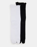RIBBED SPLIT TOE SOCKS WHITE/BLACK  Famous | Online Store