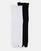 RIBBED SPLIT TOE SOCKS WHITE/BLACK  Famous | Online Store