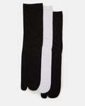 SPLIT TOE CREW SOCKS BLACK/WHITE  Famous | Online Store