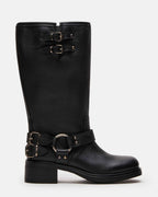 ASTOR BLACK LEATHER WIDE CALF