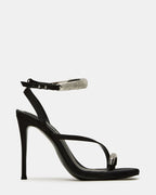 TIA RHINESTONES BLACK SATIN  Famous | Online Store