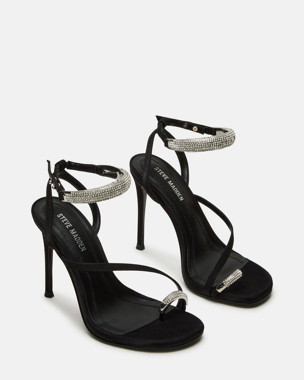 TIA RHINESTONES BLACK SATIN  Famous | Online Store