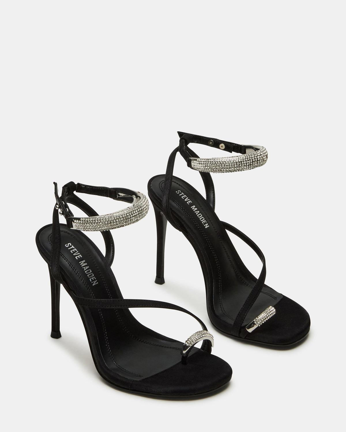 TIA RHINESTONES BLACK SATIN  Famous | Online Store