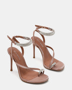 TIA RHINESTONES MOCHA SATIN  Famous | Online Store