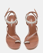 TIA RHINESTONES MOCHA SATIN  Famous | Online Store